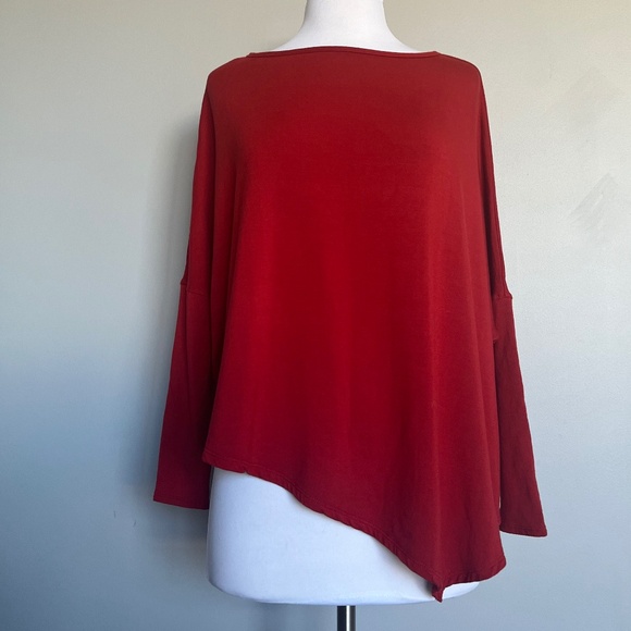 Helmut Lang Long Sleeve Top Asymmetrical Fleece Relaxed Caaual Sweatshirt Top - Picture 1 of 8
